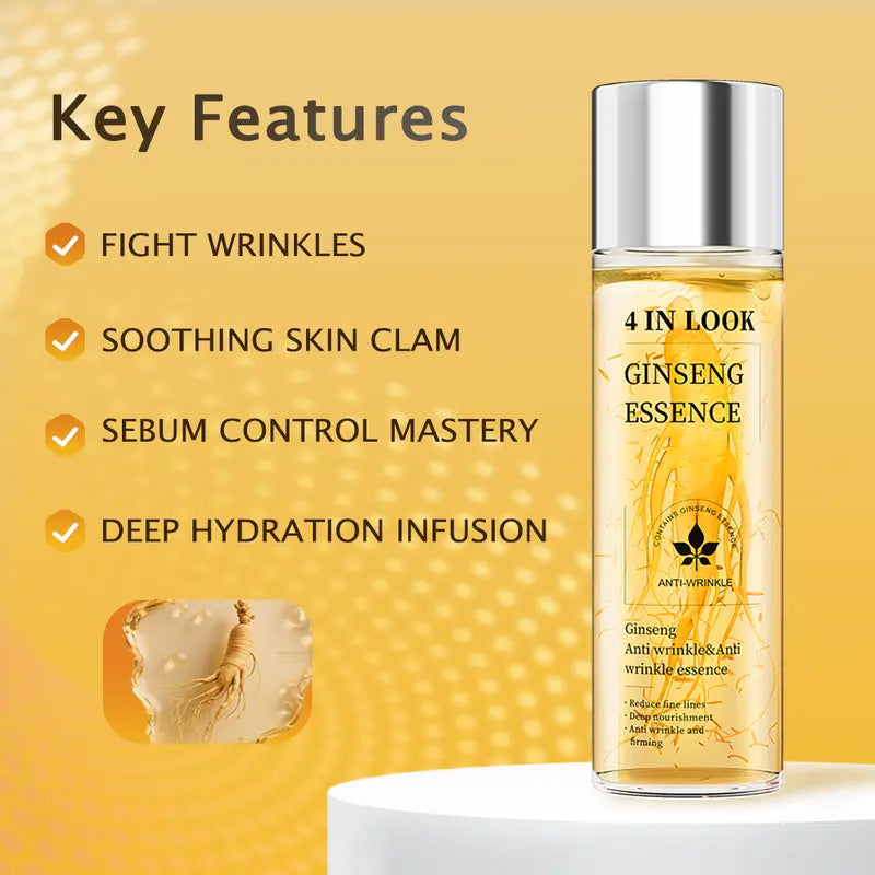 Natural Ginseng Anti-Aging Hydrating Essence Water – 100% Wild Ginseng from Himalayas, Deep Moisture &amp; Wrinkle Care for All Skin Types Firming Skincare Serums Moisturizer Gentle